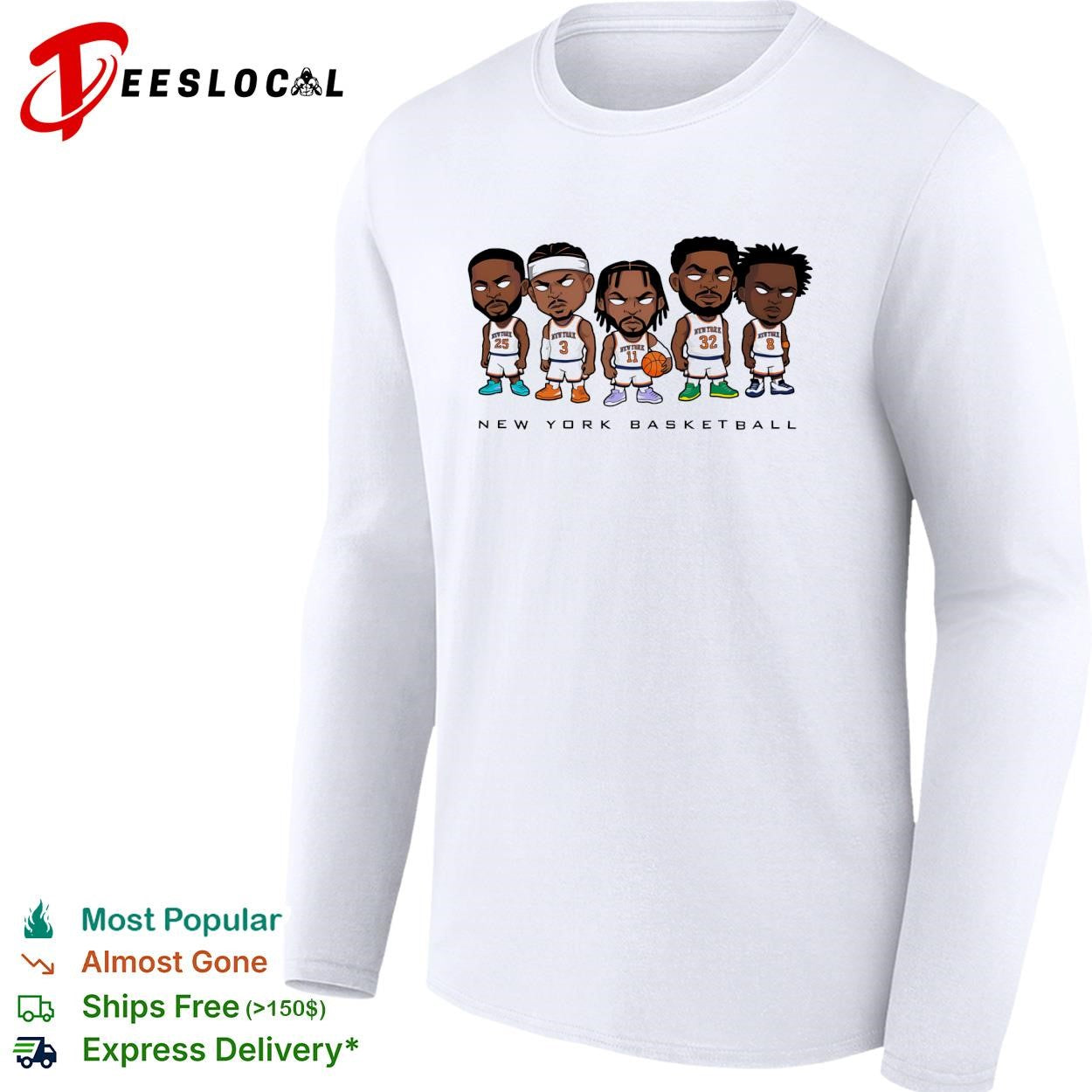New York Knicks basketball players chibi caricature lineup shirt