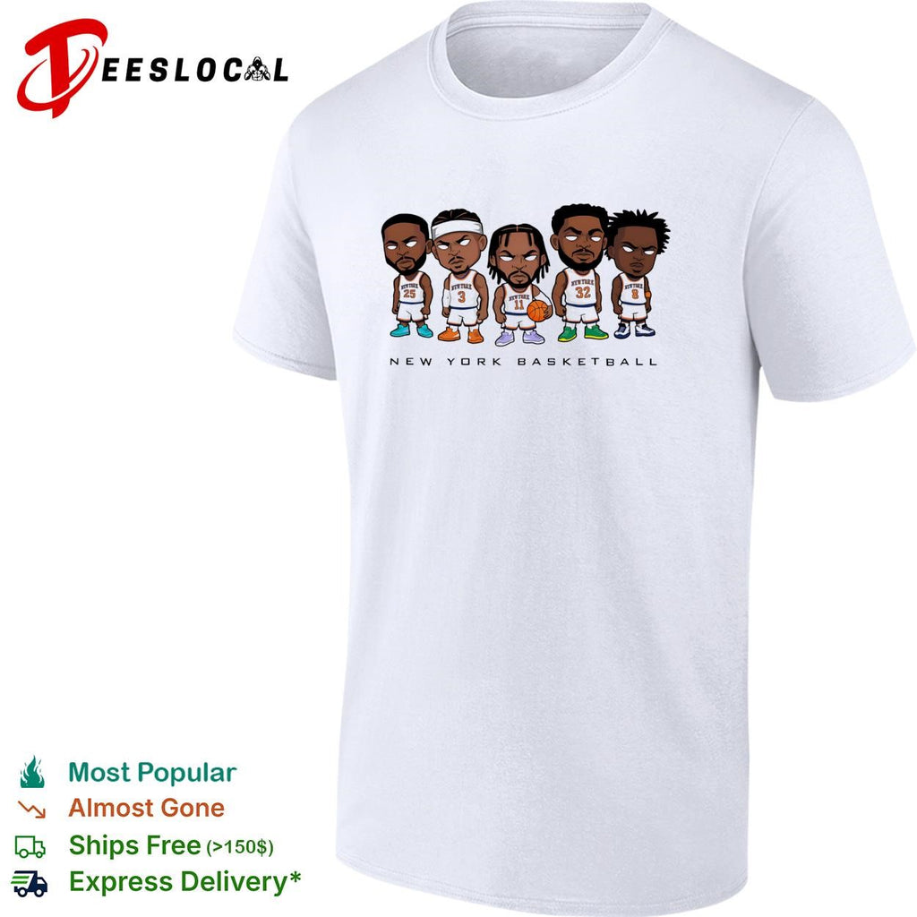 New York Knicks basketball players chibi caricature lineup shirt