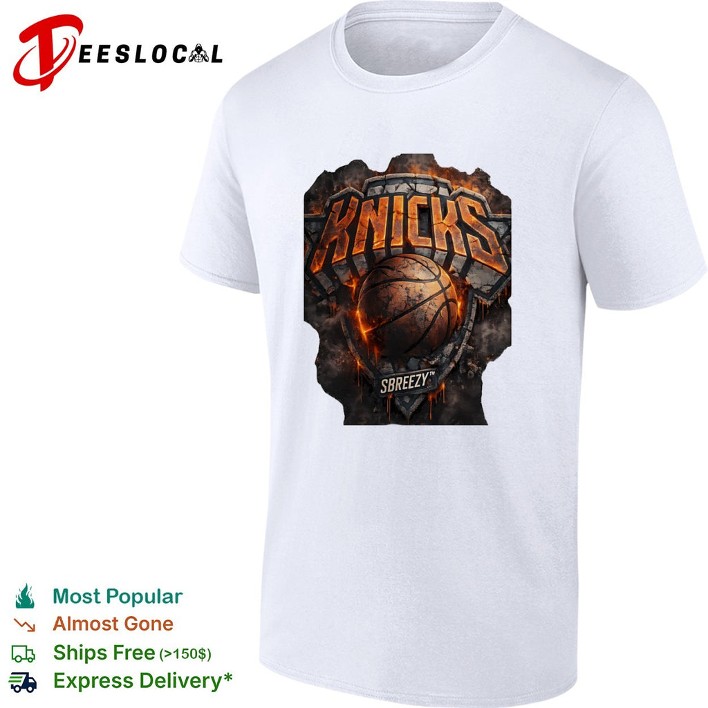 New York Knicks basketball team logo fire shirt