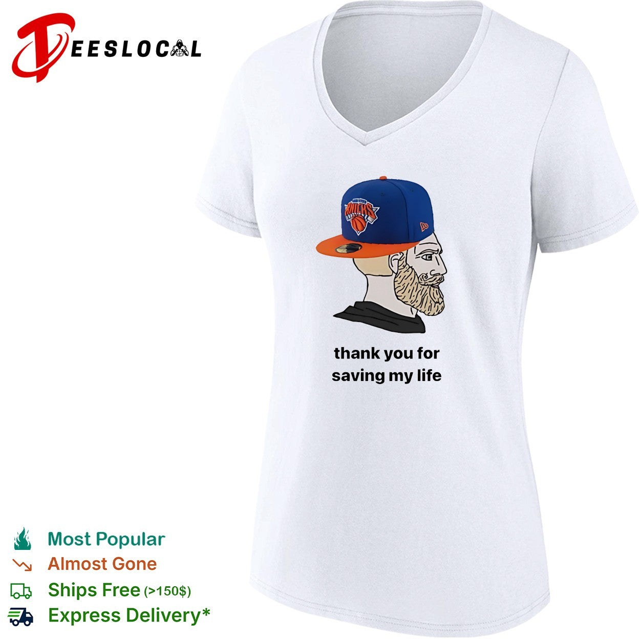 New York Knicks bearded fan cap thank you for saving my life meme illustration shirt