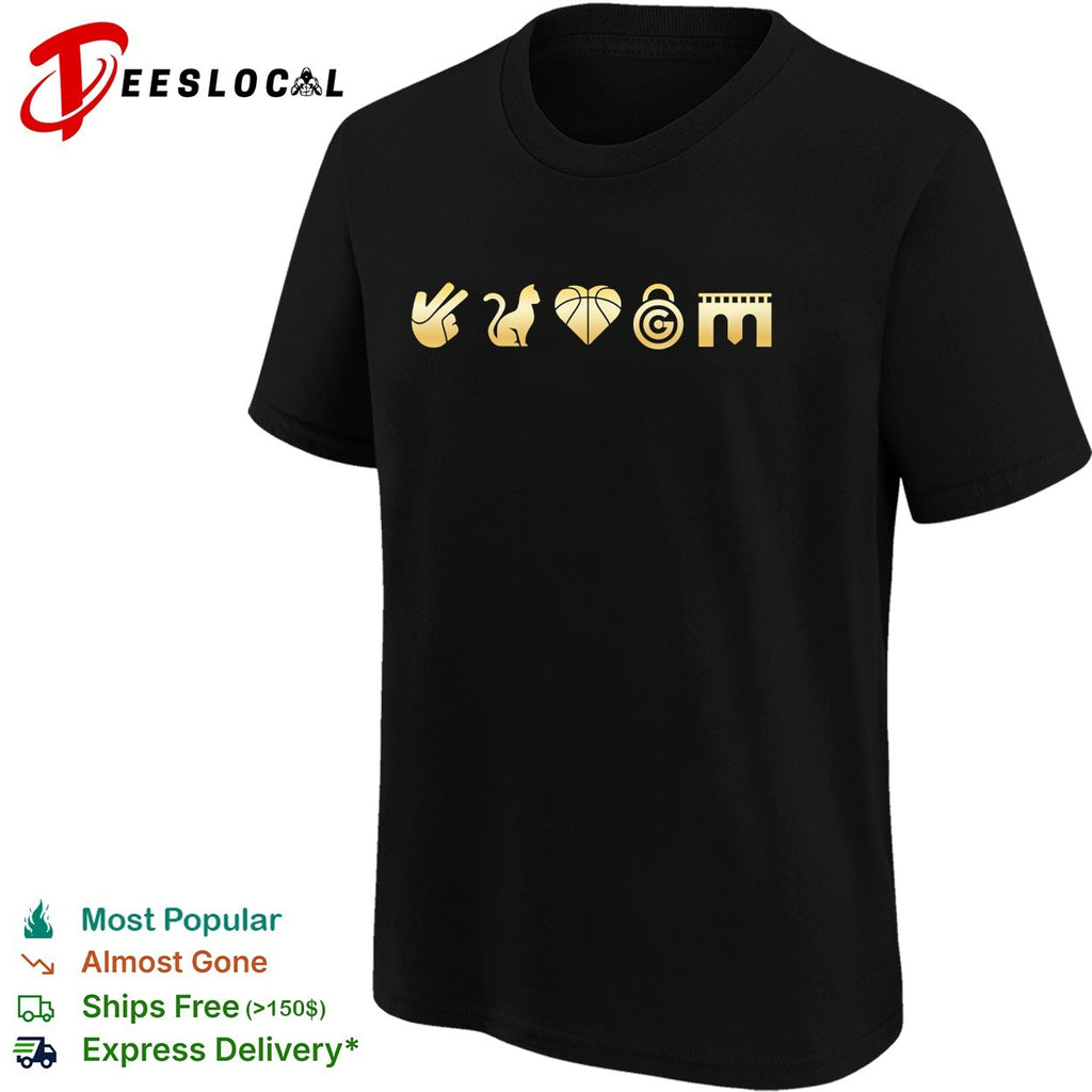 New York Knicks five championship symbols cat basketball heart Garden icons row shirt