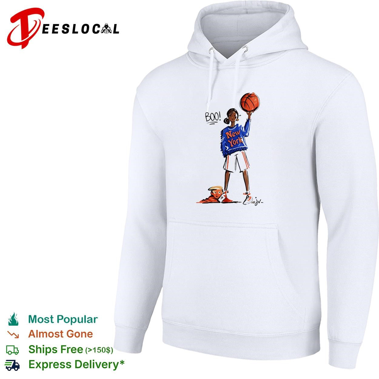 New York Knicks girl boo cartoon sketch fan art white shirt