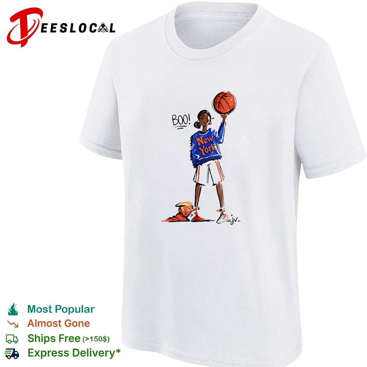 New York Knicks girl boo cartoon sketch fan art white shirt