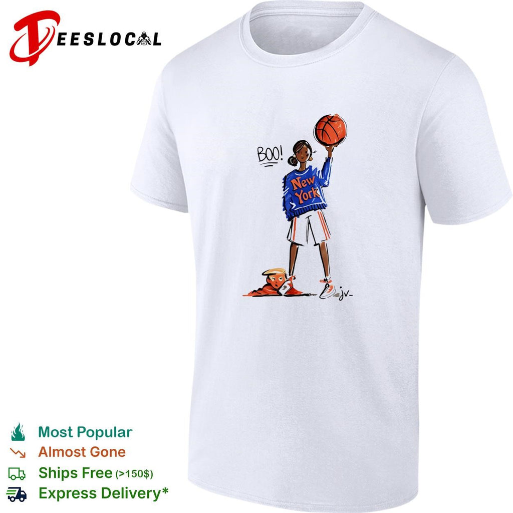 New York Knicks girl boo cartoon sketch fan art white shirt