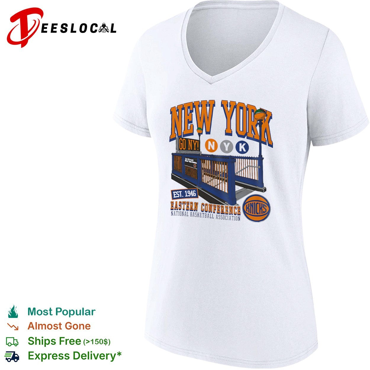 New York Knicks go NY subway station est 1946 Eastern Conference National Basketball Association shirt