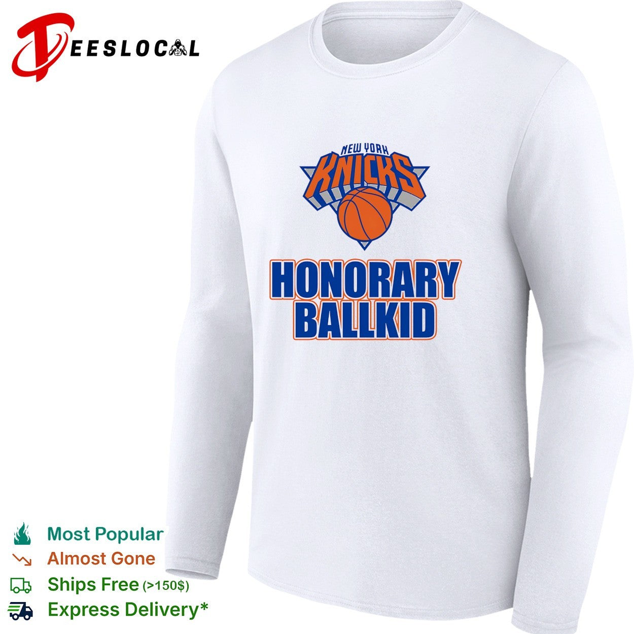 New York Knicks honorary ballkid logo bold arch text shirt