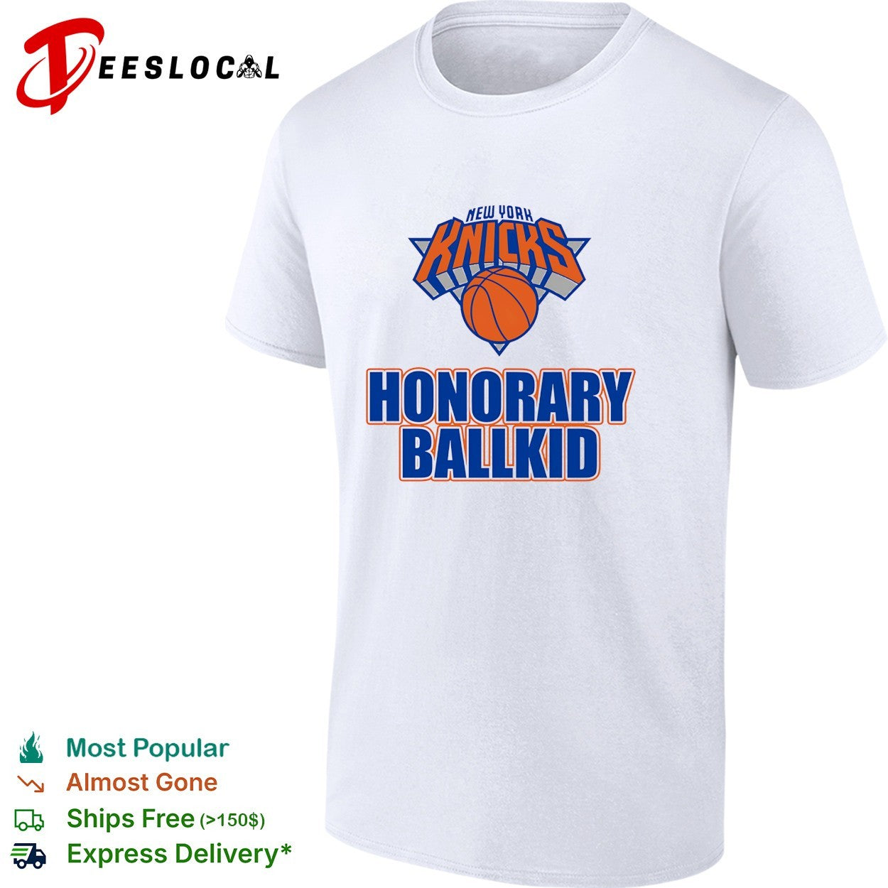 New York Knicks honorary ballkid logo bold arch text shirt