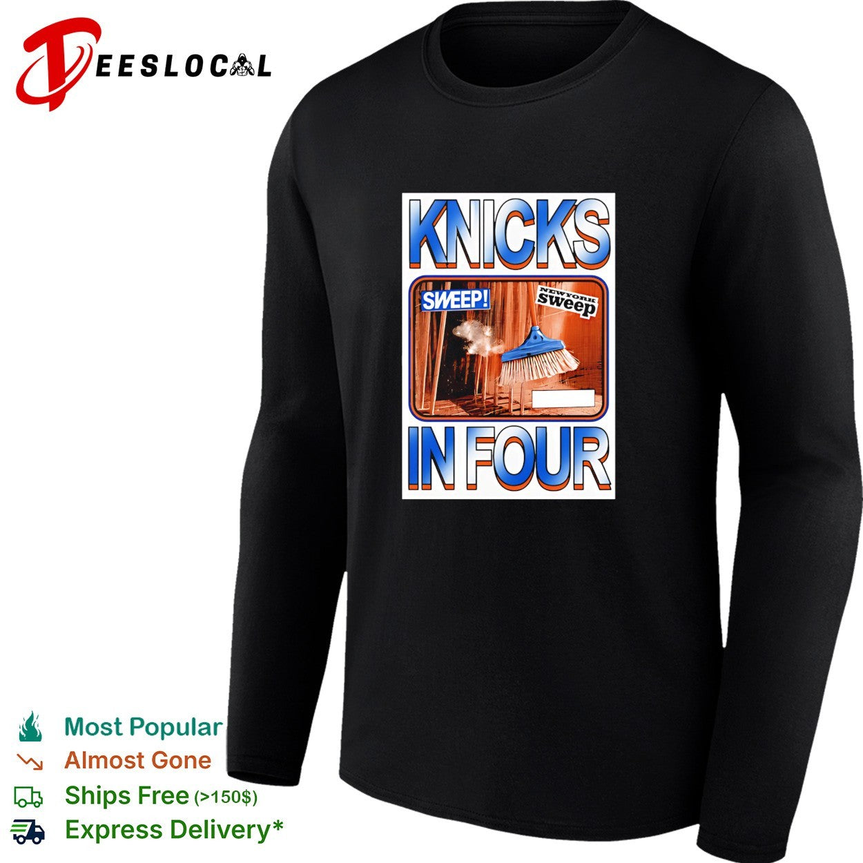 New York Knicks in four sweep broom advertisement parody shirt