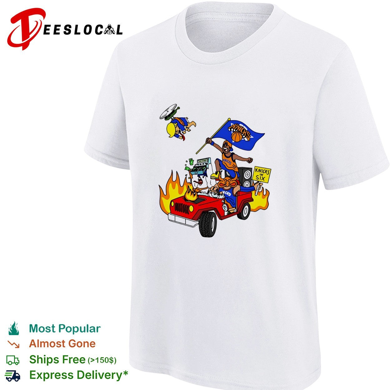 New York Knicks in six victory parade cartoon fire truck fan art shirt
