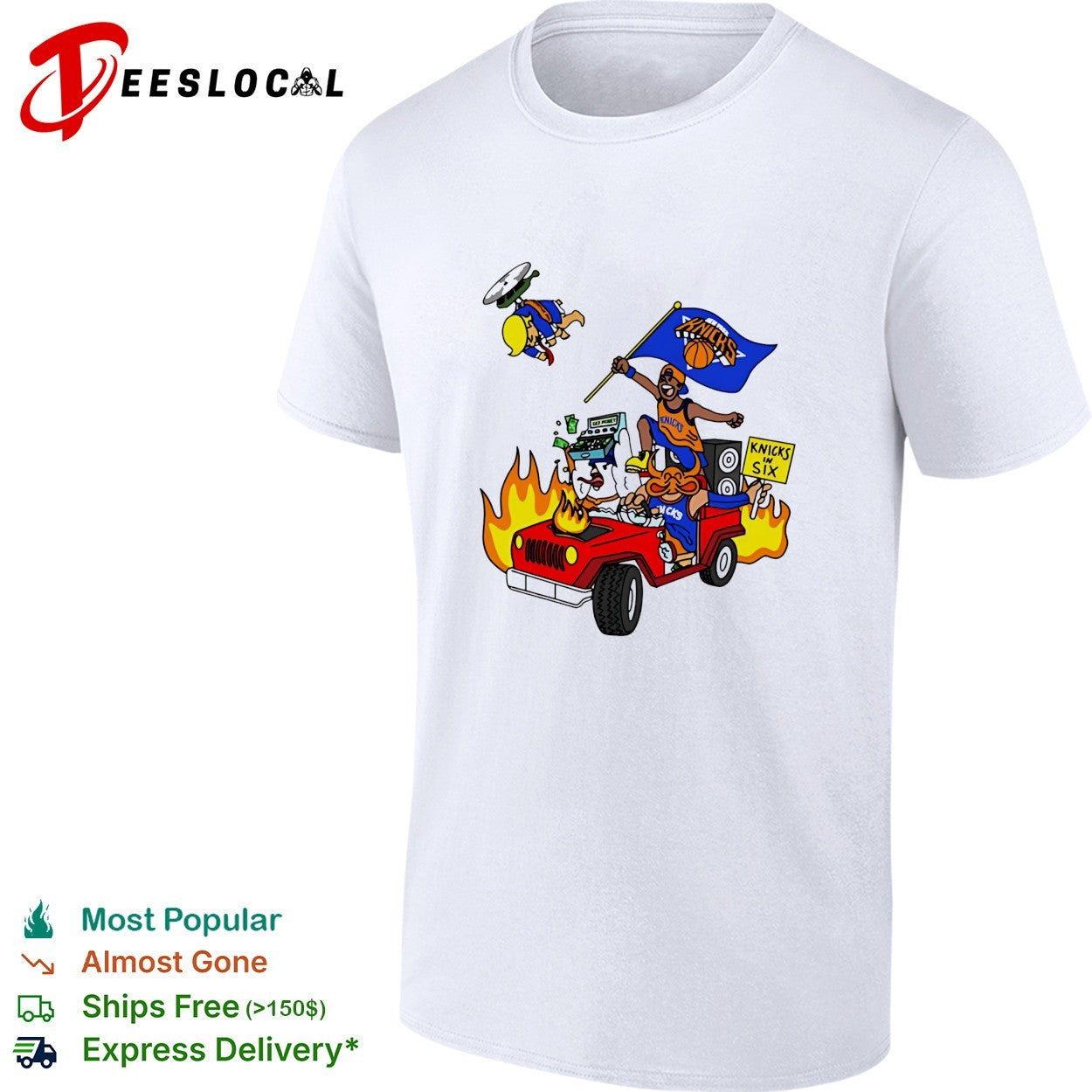 New York Knicks in six victory parade cartoon fire truck fan art shirt