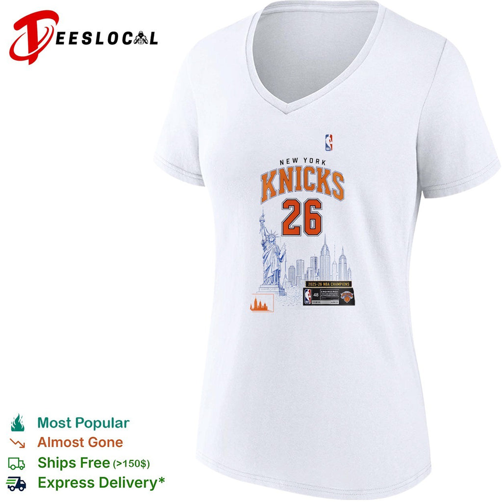 New York Knicks jersey number 26 Statue of Liberty 2025 26 NBA champions shirt