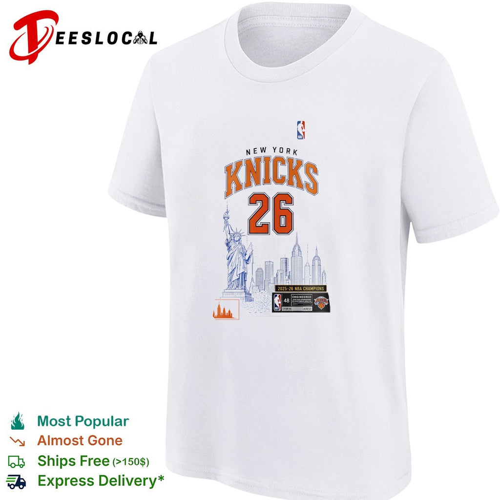 New York Knicks jersey number 26 Statue of Liberty 2025 26 NBA champions shirt