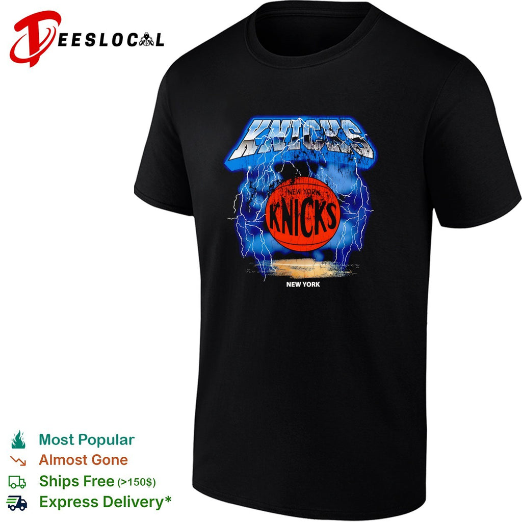 New York Knicks lightning storm arena scene grunge rock style art shirt
