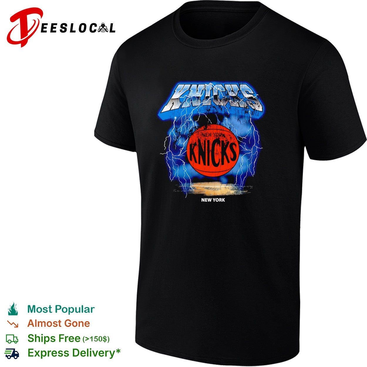 New York Knicks lightning storm arena scene grunge rock style art shirt