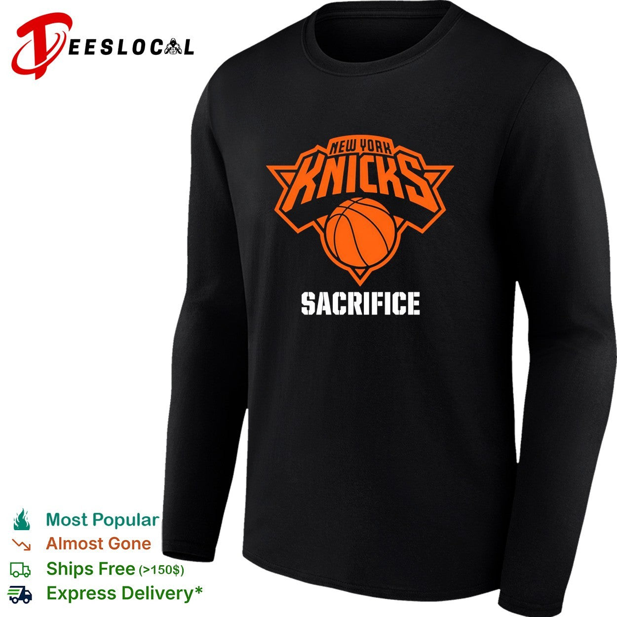 New York Knicks logo with sacrifice text basketball shirt