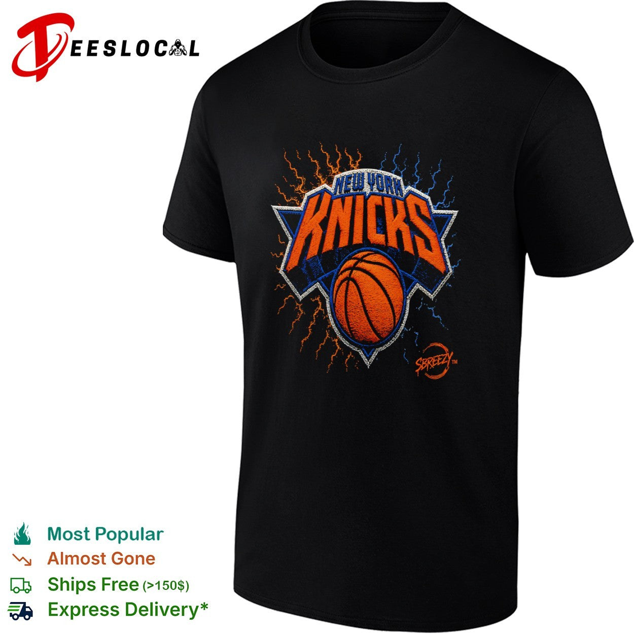 New York Knicks sbreezy basketball lightning shirt