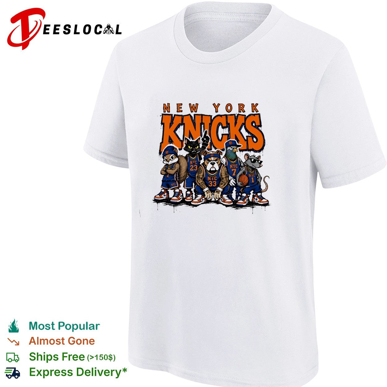 New York Knicks squad animals players basketball graphic shirt