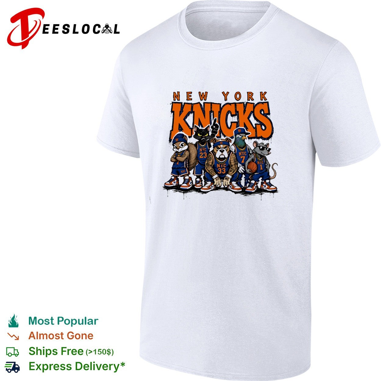 New York Knicks squad animals players basketball graphic shirt
