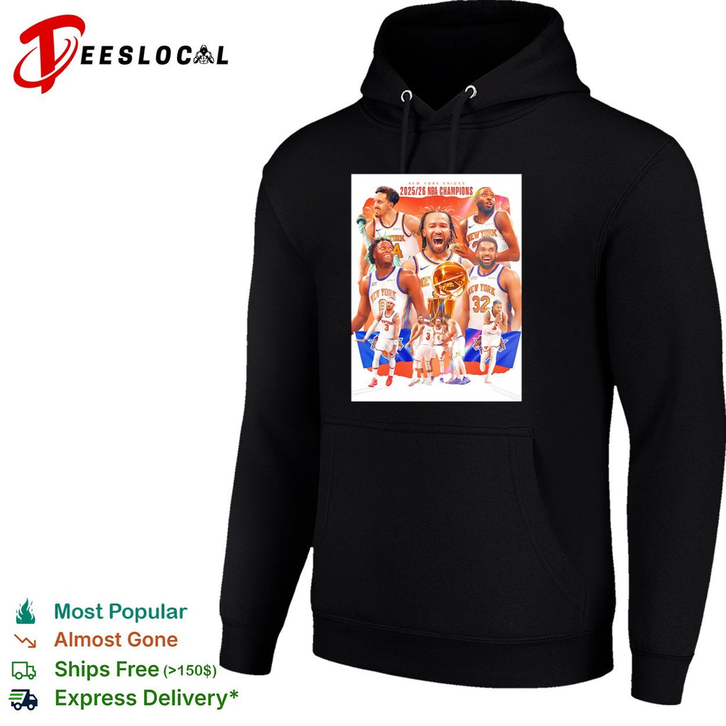 New York Knicks team 2025 2026 NBA Champions trophy shirt