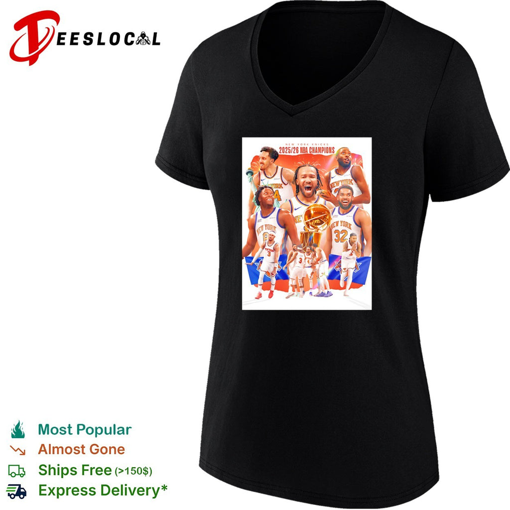 New York Knicks team 2025 2026 NBA Champions trophy shirt