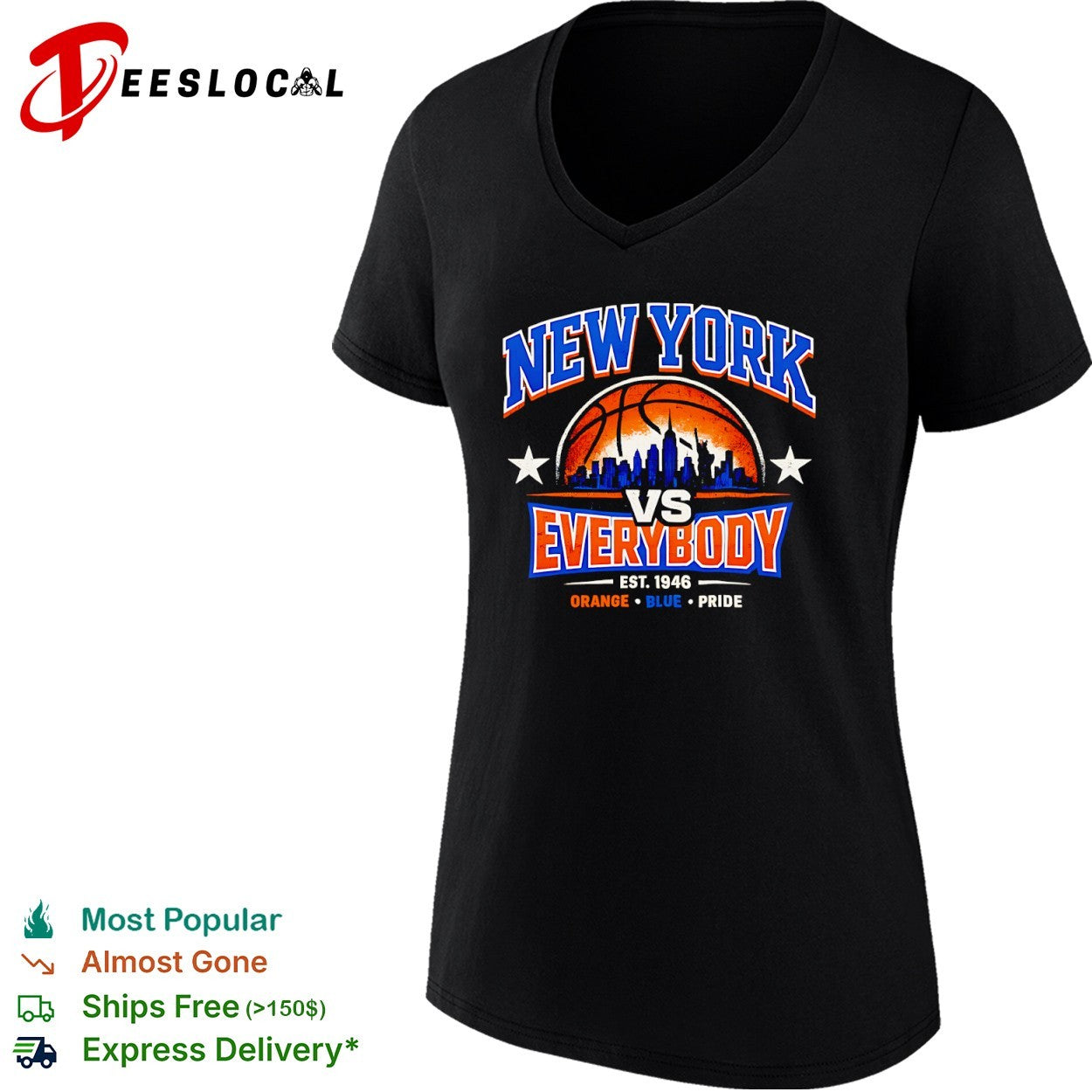 New York Knicks vs Everybody est 1946 Basketball City Skyline shirt