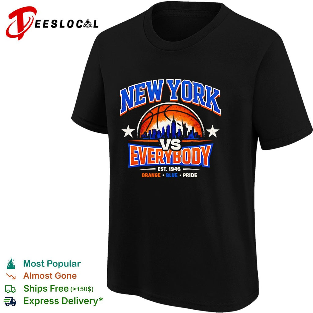 New York Knicks vs Everybody est 1946 Basketball City Skyline shirt