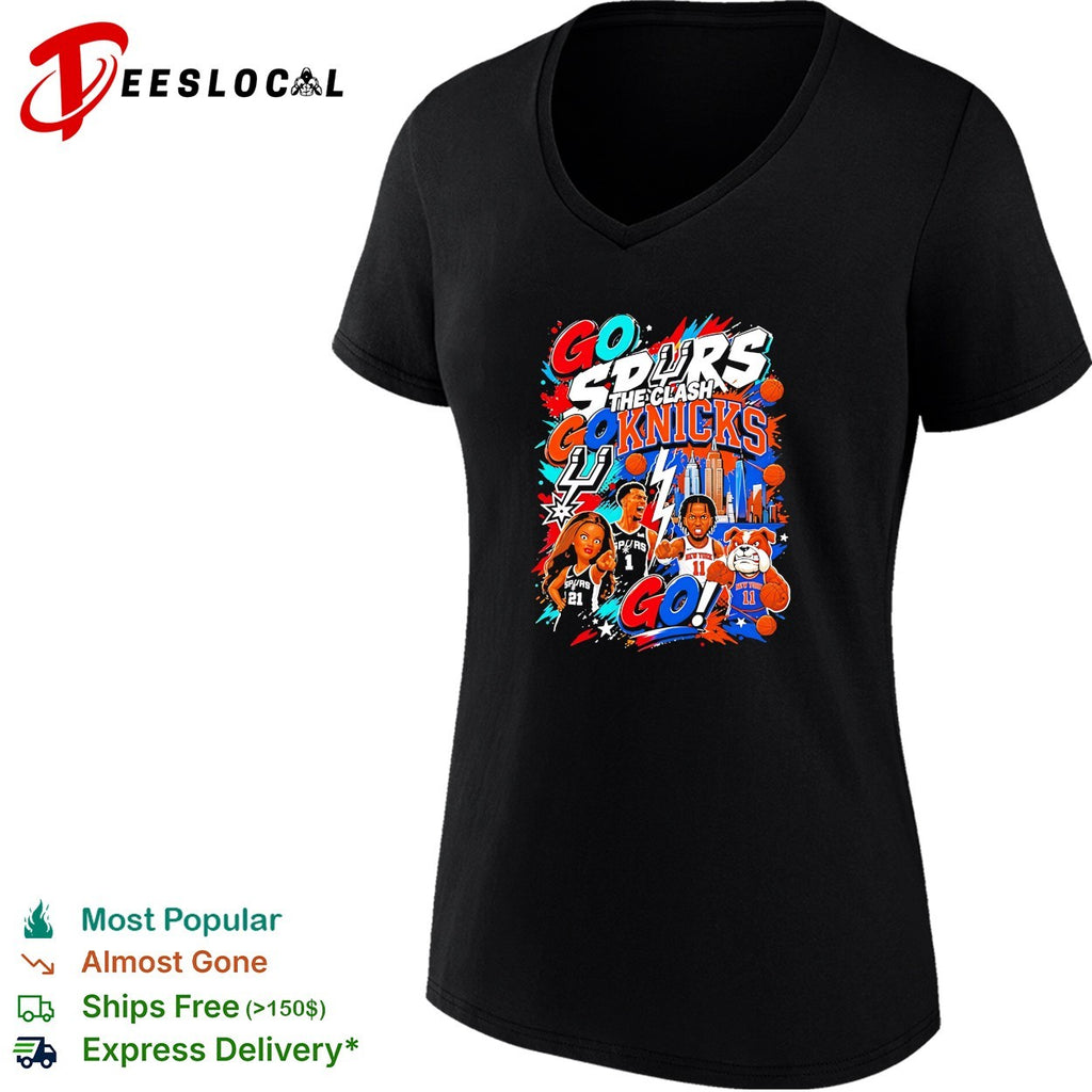 New York Knicks vs San Antonio Spurs Go Spurs Go Knicks The Clash Basketball 2026 shirt