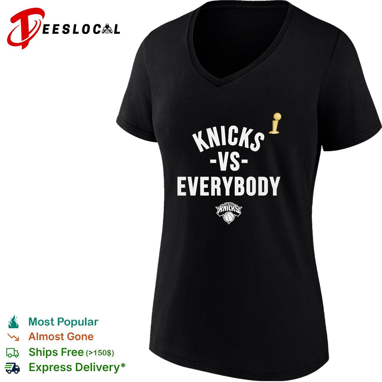 New York Knicks vs everybody bold championship trophy triumphant text shirt