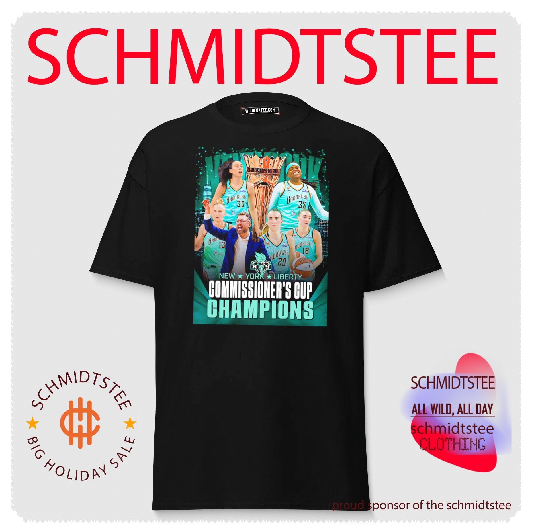 New York Liberty Commissioner’s Cup Champions 2026 player collage shirt