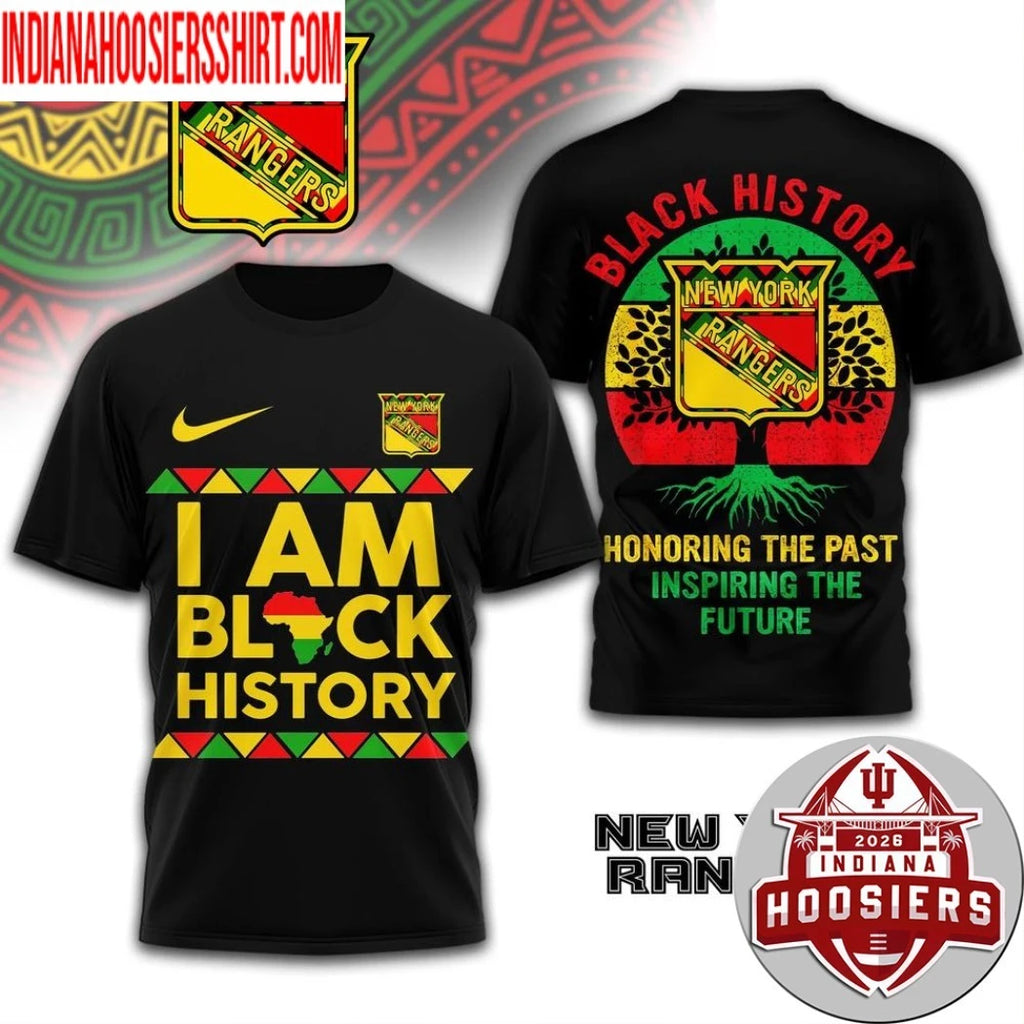 New York Rangers 2026 NHL Black History Map And Logo Two Sided Shirt