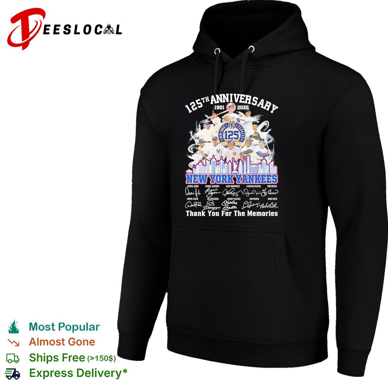 New York Yankees 125th Anniversary 1901 2026 Thank You For The Memories Players shirt