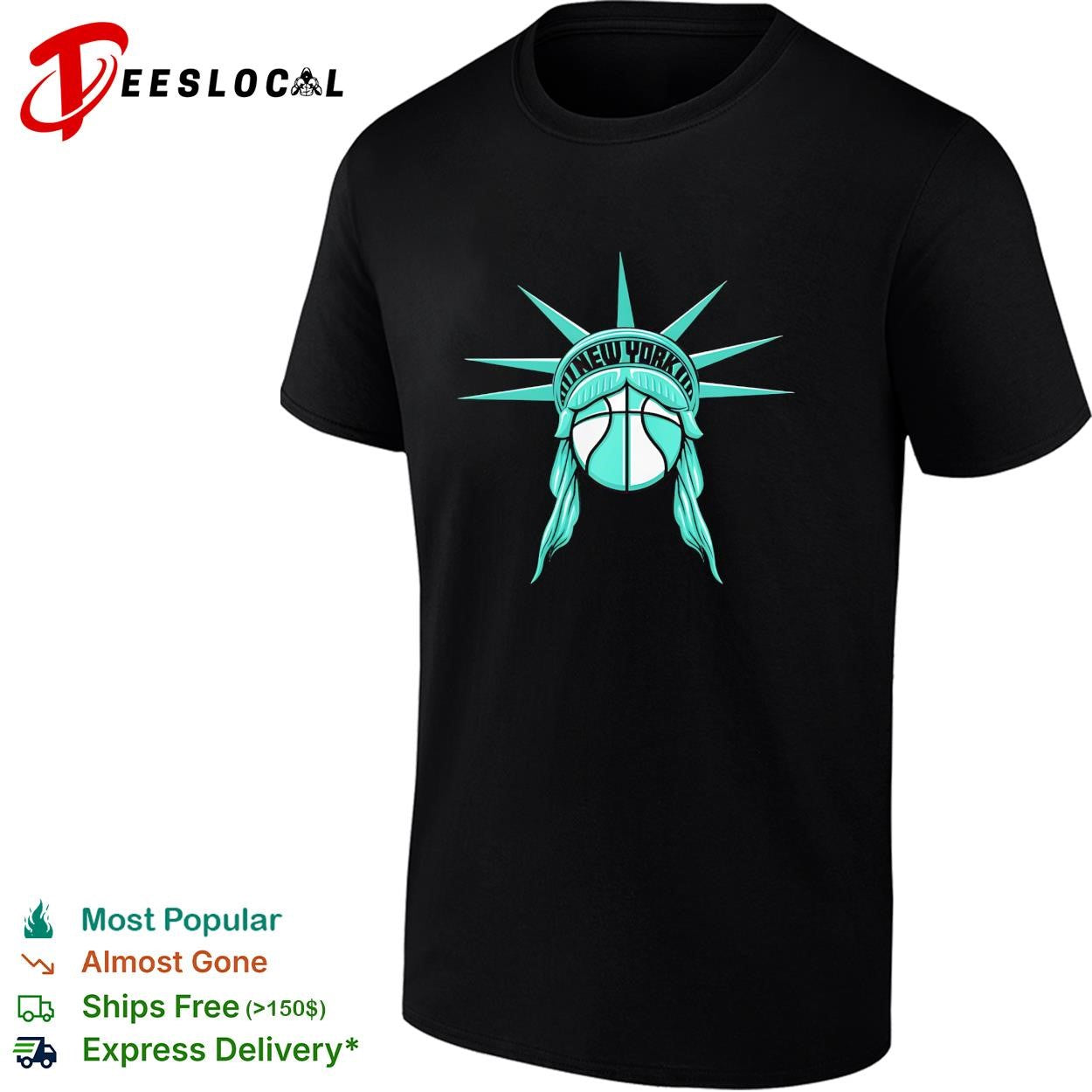 New York basketball Statue of Liberty star emblem teal logo shirt