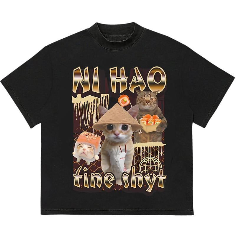 Ni Hao Fine Shyt T-Shirt Unique T-Shirt Gift for Her Bold T-Shirt for Night Out Vibes Hoodie, Sweatshirt | TeeBloomCo.com