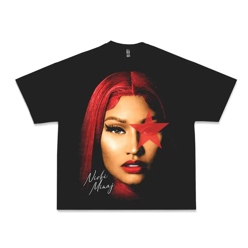 Nicki Red Star Graphic Tee Shirt, Rap Streetwear Gifts Hoodie, Sweatshirt | TeeBloomCo.com