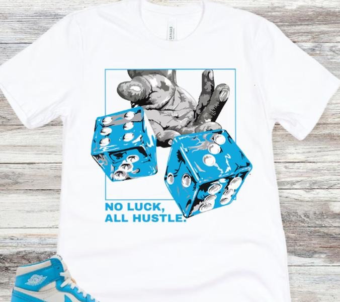 No Luck, All Hustle Reimagined Sneaker Match Shirt, Dark Powder Blue Sail Hoodie, Sweatshirt | TeeBloomCo.com