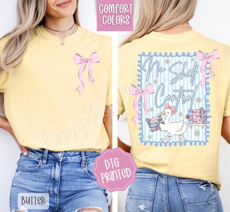 No Shelf Control Shirt Comfort Colors, Coquette Bow Women's Tee Hoodie, Sweatshirt | TeeBloomCo.com