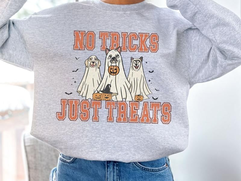 No Tricks Just Treats Sweatshirt for Dog & Animal Lovers T-Shirts, Hoodie | TeeBloomCo.com