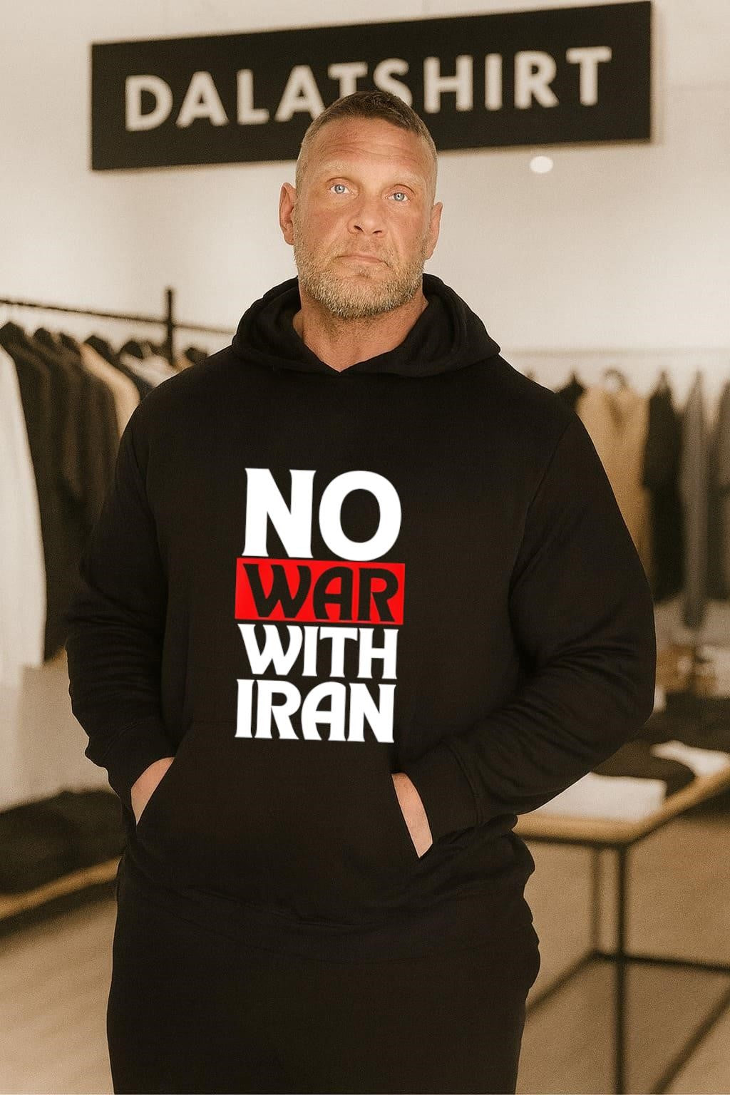 No War With Iran Black and Red Graphic shirt