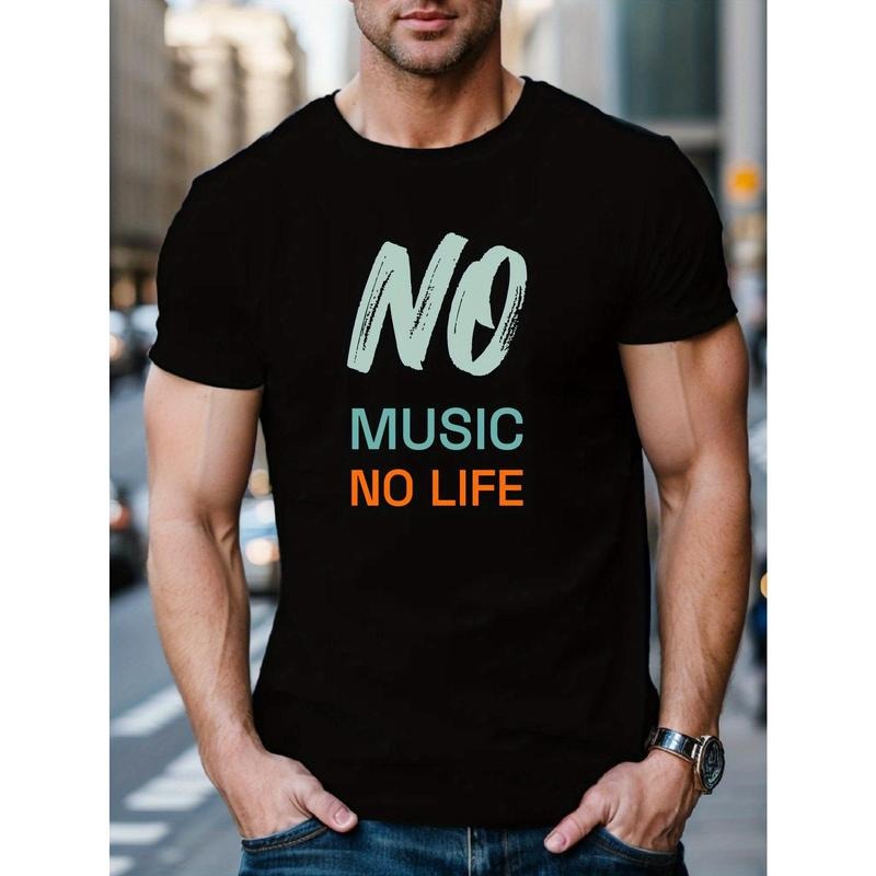 No music without life printed T-shirt, men's T-shirt, summer casual T-shirt Made in USA Hoodie, Sweatshirt | TeeBloomCo.com