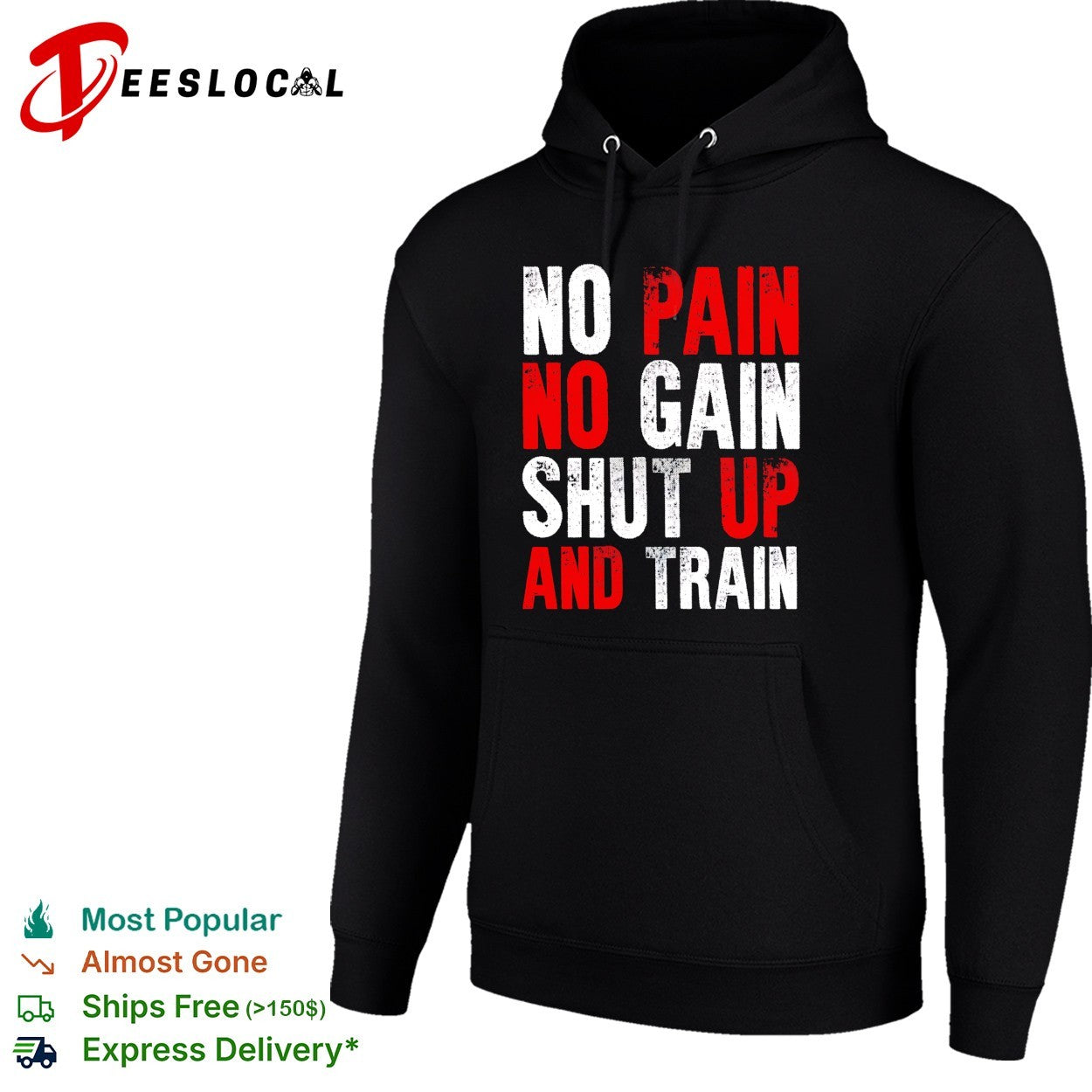 No pain no gain shut up and train workout fitness motivational athletic sports shirt