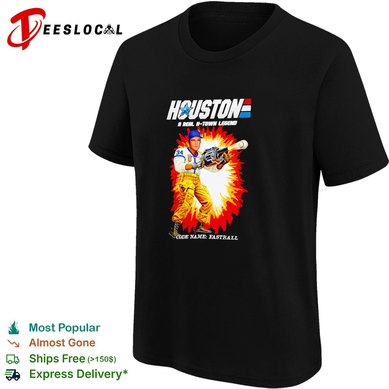 Nolan Ryan Houston Astros G I Joe Parody Houston A Real H-Town Legend Fastball shirt