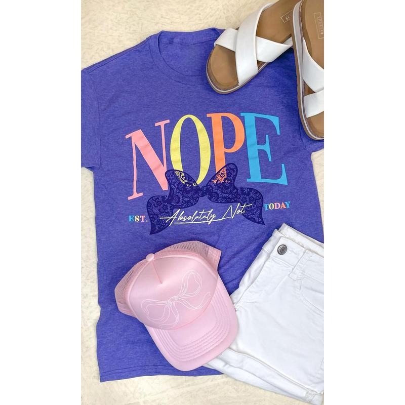 Nope Absolutely Not Lace Bow Graphic T-Shirt Hoodie, Sweatshirt | TeeBloomCo.com