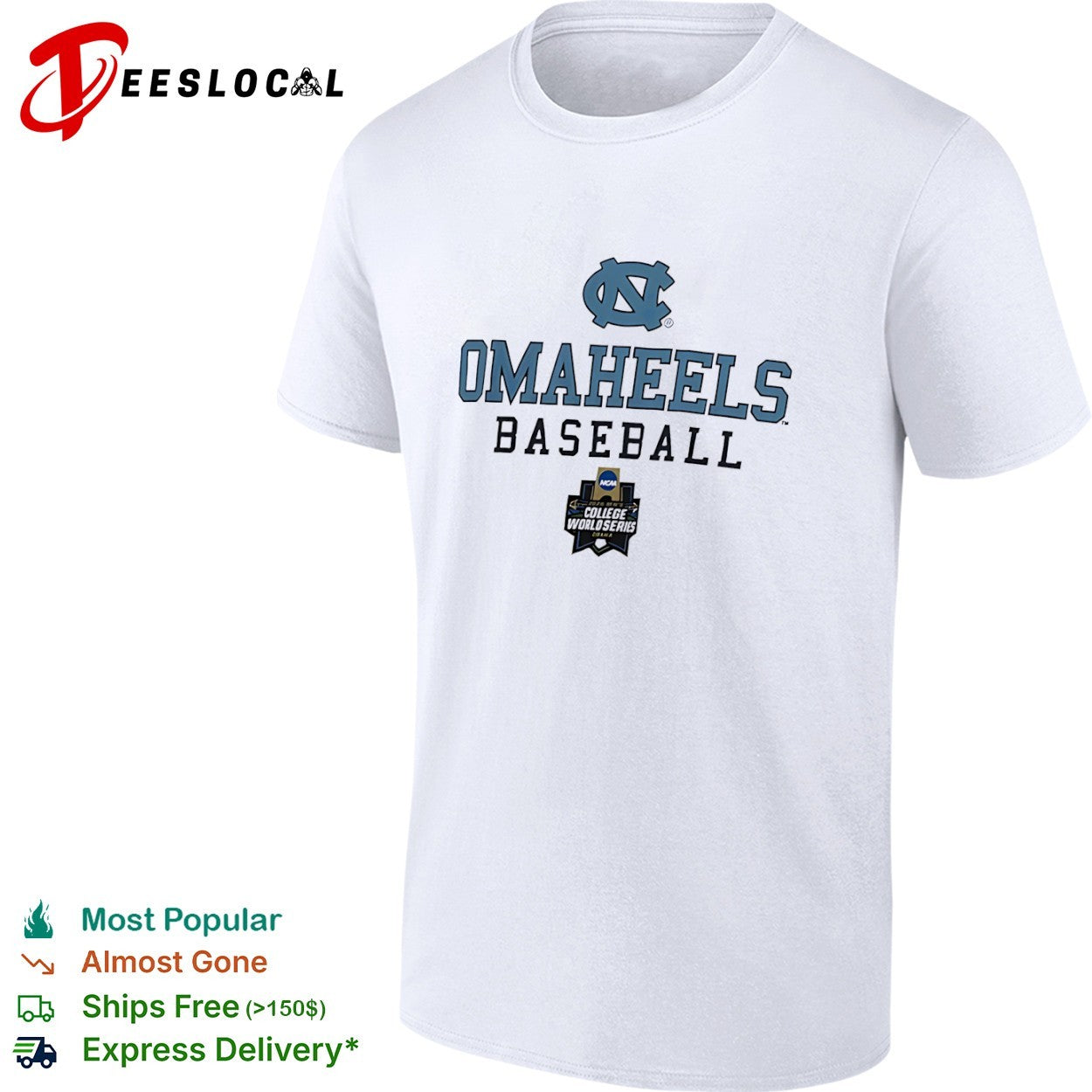 North Carolina Tar Heels OMAHEELS Baseball 2024 NCAA College World Series Omaha shirt