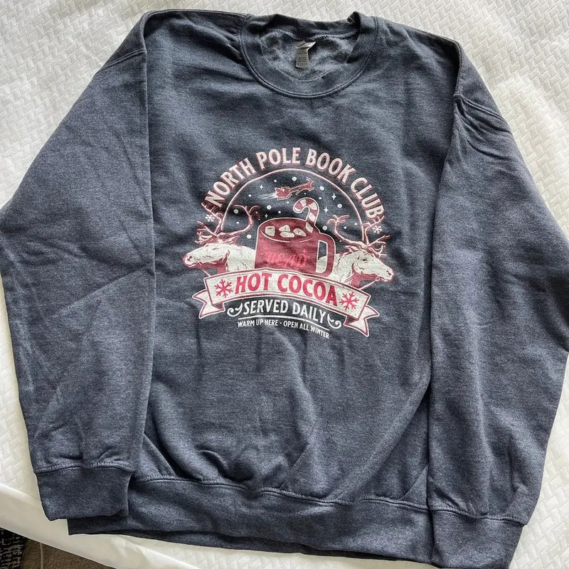 North Pole Book Club Sweatshirt, Bookish Christmas Sweater, Book Lover Gift, Christmas Gift, Christmas Sweatshirt,...