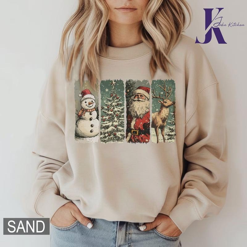 Nostalgia Christmas Scene Crewneck Sweatshirt, Santa Christmas Sweatshirt, Merry Christmas Tee, Xmas Gif Hoodie