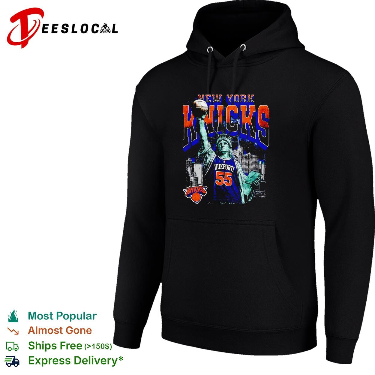 Nukporti 55 New York Knicks Statue of Liberty skyline basketball shirt