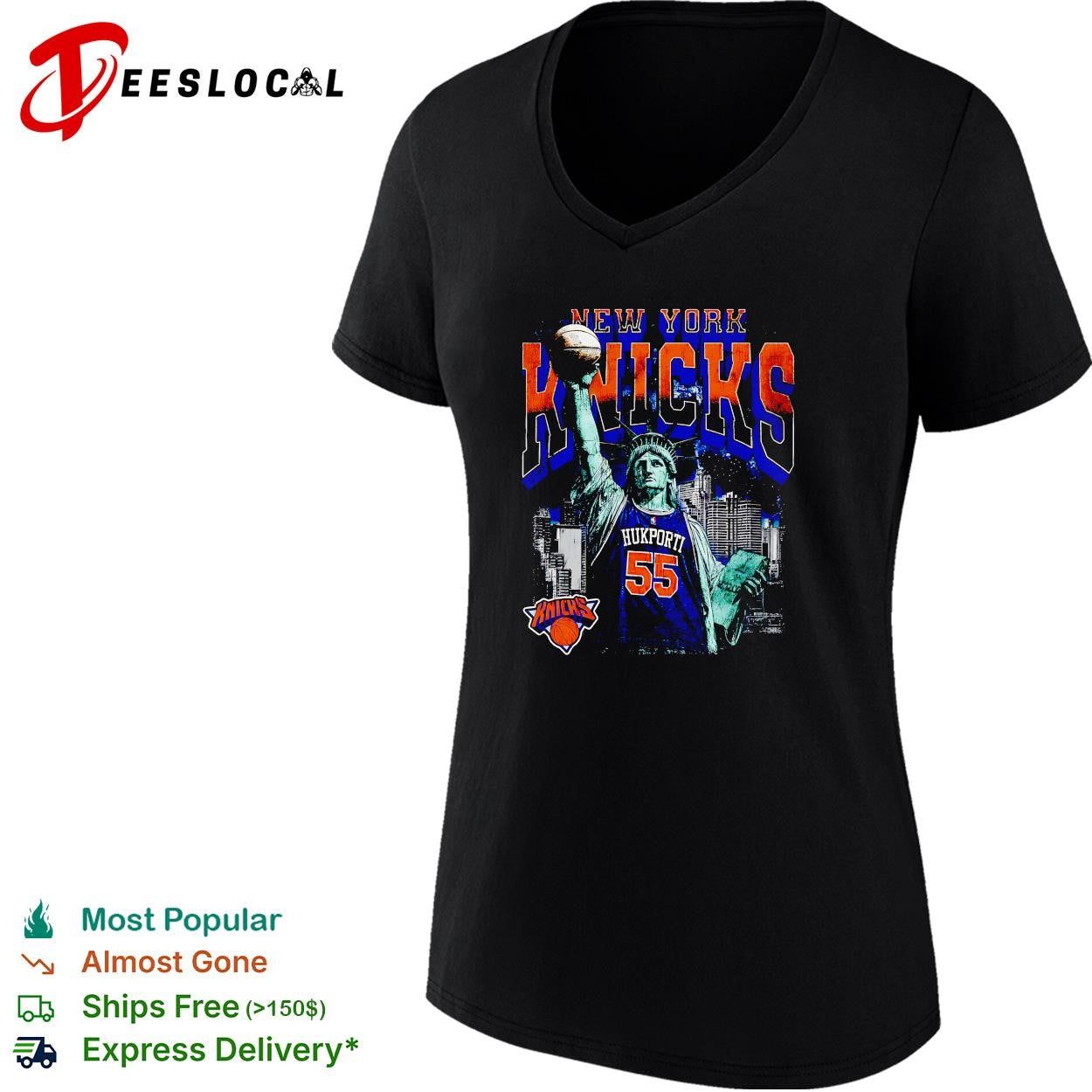 Nukporti 55 New York Knicks Statue of Liberty skyline basketball shirt
