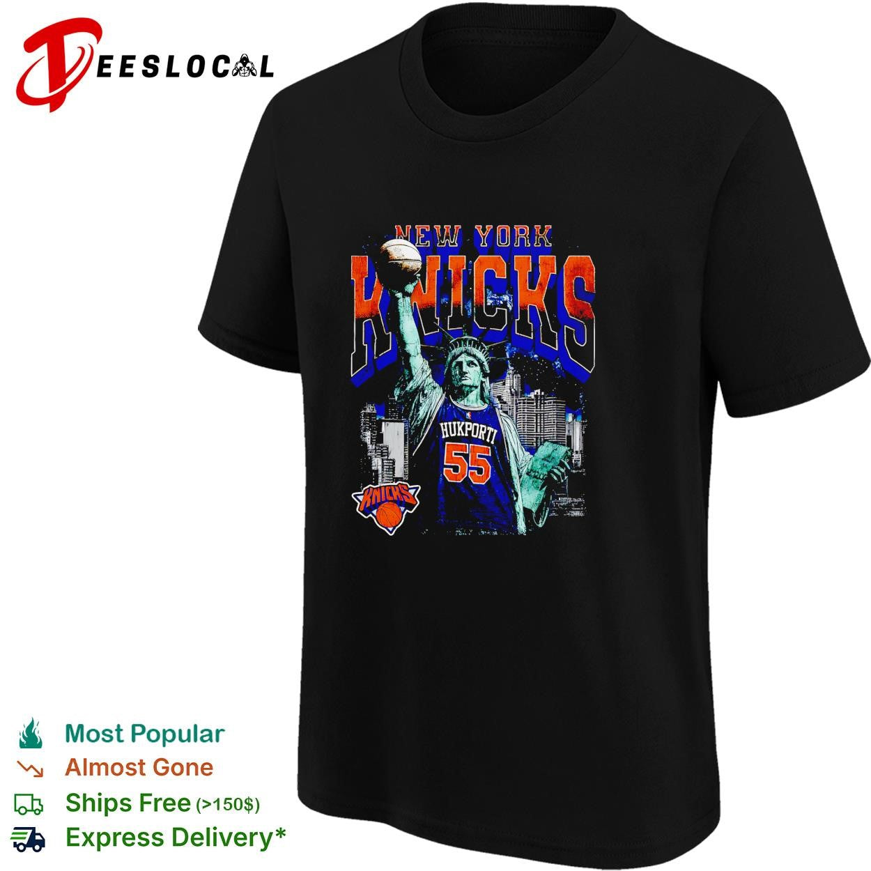 Nukporti 55 New York Knicks Statue of Liberty skyline basketball shirt