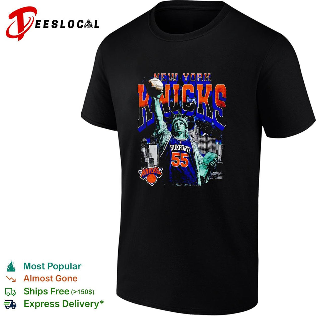 Nukporti 55 New York Knicks Statue of Liberty skyline basketball shirt