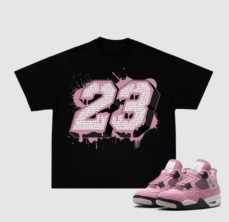 Number 23 Paint 4 Orchid Neutral Sneakers Outfits, Graphic Streetwear Y2k Cotton T-shirt Hoodie, Sweatshirt | TeeBloomCo.com